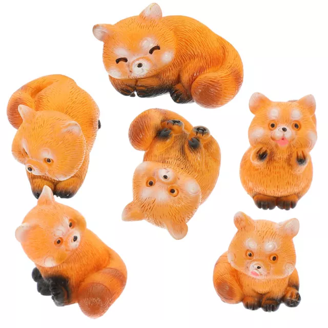 6 Mini Red Panda Figurines Resin Realistic Animals Cake Toppers Sculpture Toy-EQ