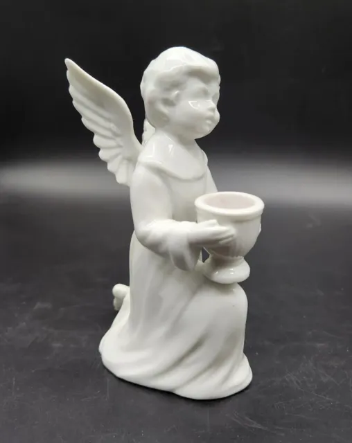 Fitz & Floyd Japan Ceramic White Kneeling Angel Candle Holder Vintage 1990s