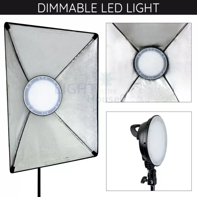 LED Dimmable Softbox Lighting Photo Studio Continuous Soft Box Light Stand Kit 3