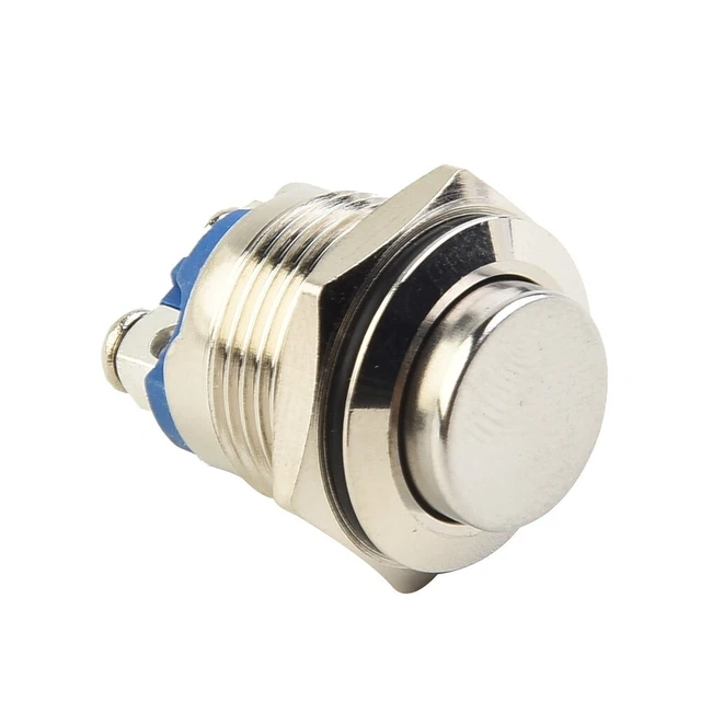 Interrupteur Bouton Champignon Métal 16 Mm - Momentané étanche - Vis Ou Broche à Souder - Vert