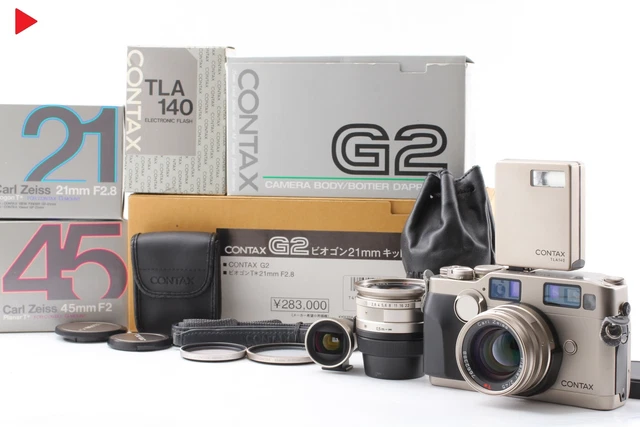 CLA`d [N MINT Box] Contax G2 Carl Zeiss 45mm 21mm Lens Finder ＋Tla140 from JAPAN