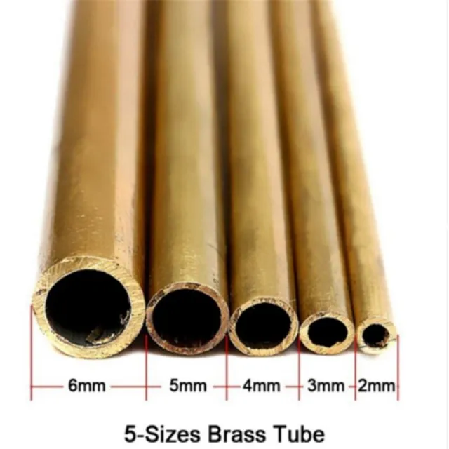 Round Outside Brass Tube Pipe Tubing 2mm 3mm 4mm 5mm 6mm Long 300mm Wall 0.45mm