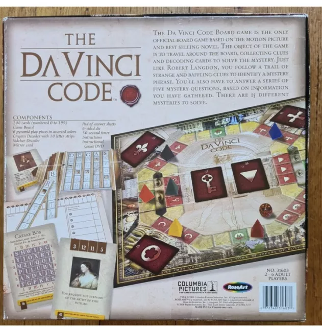 The Da Vinci Code Board Game NEW/SEALED/Mystery/Thriller/Family Fun - FREE POST 2