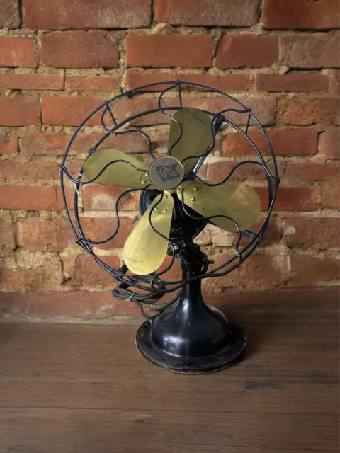 Vintage R & M (Robbins & Myers) Brass Blade 1920s Oscillating Fan