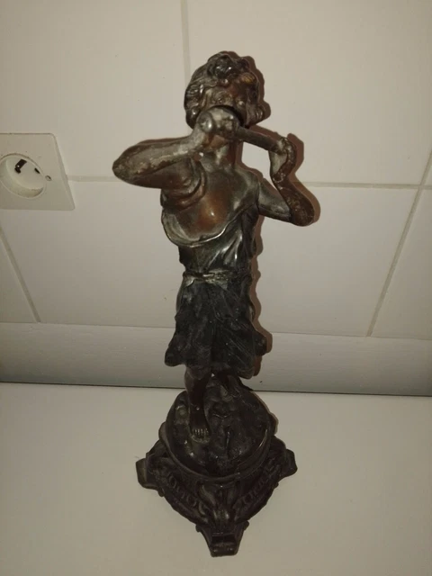 Statue LA MUSIQUE sculpture en régule bronze patiné musicien - Hauteur 39 cm