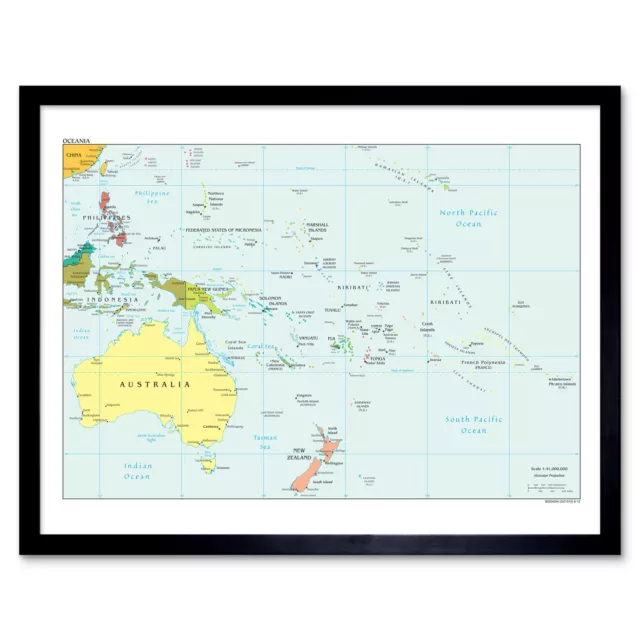 Oceania 2012 Map 12X16 Inch Framed Art Print