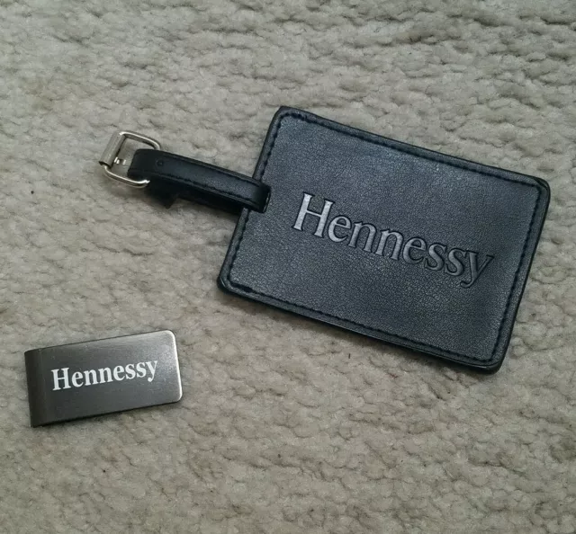 NEW Hennessy cognac collectors GIFT LOT (1) Metal Money Clip & (1) Luggage Tag