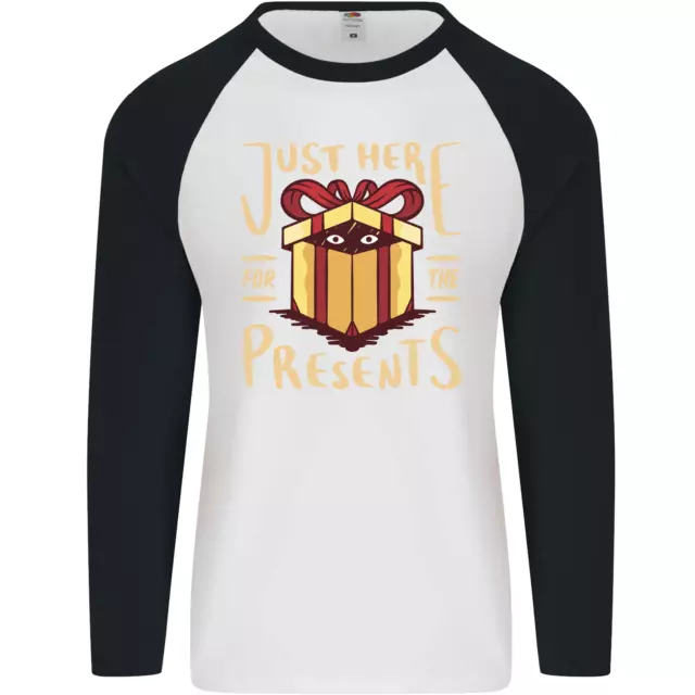 Natale Just Here For The Presents Divertente Uomo L/S Baseball T-Shirt