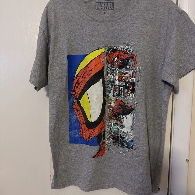 Spiderman McFarlane Big Face Profile Heavy Print Comicbook Page Shirt Sz L