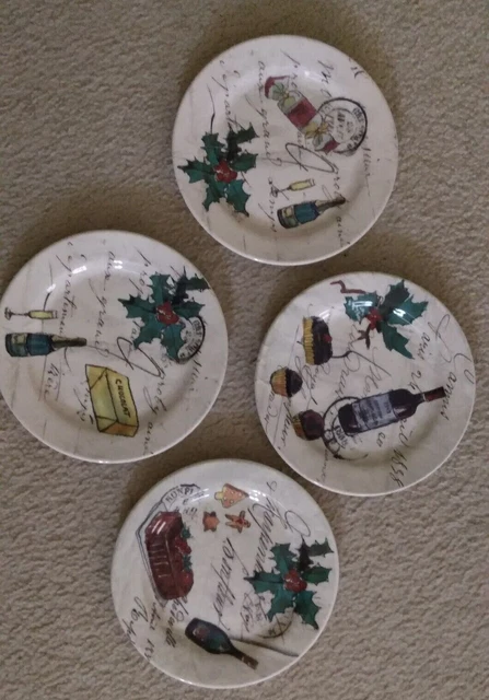 Vintage Williams-Sonoma Holiday Christmas Salad Appetizer Dessert Plates 9" (4)