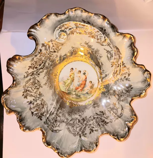 Antique Royal Saxe Handpainted German Porcelain Plate.