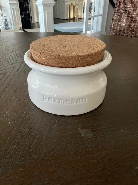 POTTERY BARN SAUSALITO STONEWARE CANISTER STORAGE WITH CORK LID Excellent