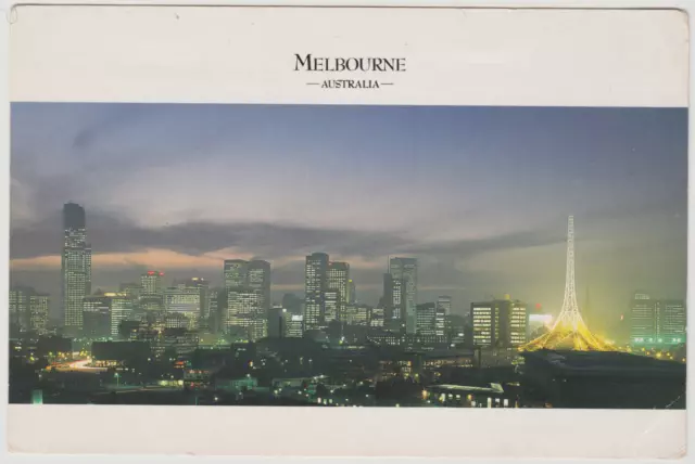 Australia VICTORIA VIC Evening Skyline Panorama MELBOURNE NCV postcard c1990s