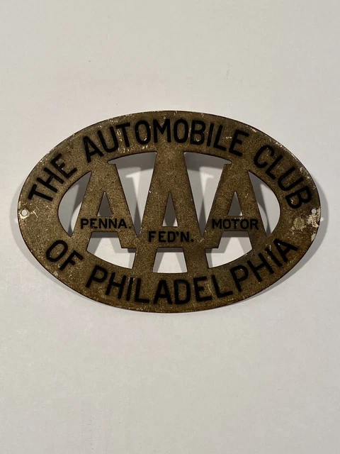 Vintage PHILADELPHIA PA AAA Auto Club License Plate Topper Grille Badge 10 PICS!