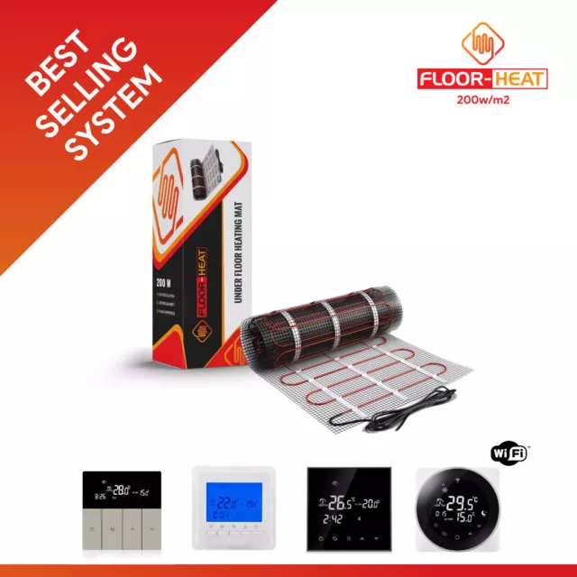 Electric Underfloor Heating mat kit 200w per m2 - All sizes available