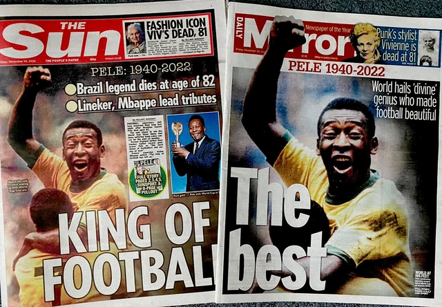 The Sun Daily Mirror Pele King Football RIP UK Lot Newspapers + 8page Special