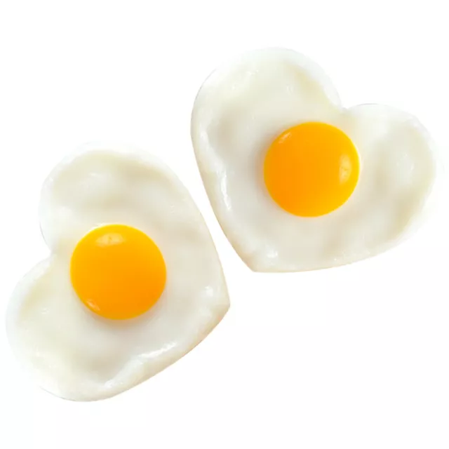 2pcs Simulation Fried Egg Decor Photo Prop Models Artificial Heart Fried Eggs