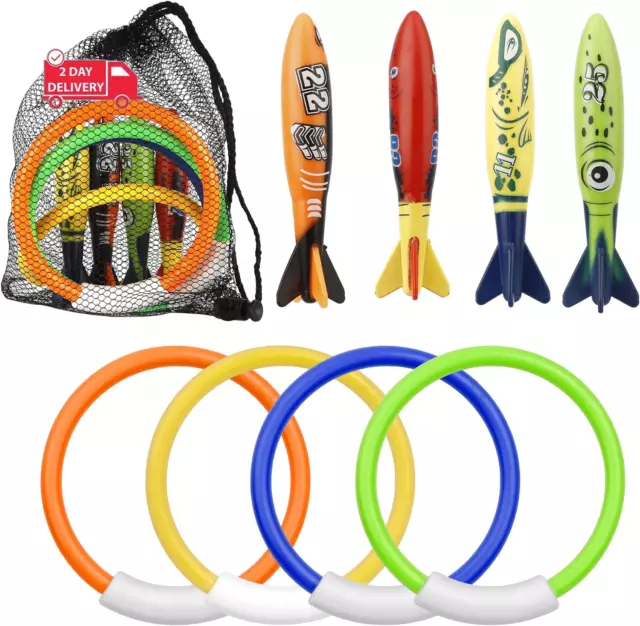 8 Packs Pool Toys, Pool Toys for Kids Ages 4-6-8-10-12, Shark Underwater Trainin