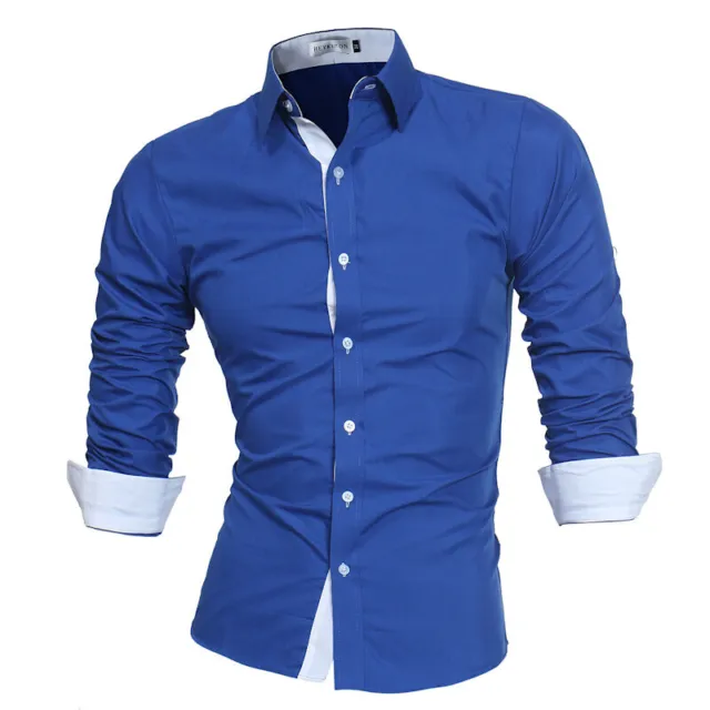 Men's Fashion Long Sleeve Shirt cotton Casual Men's Shirts Slim-fit T-shirt