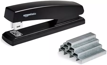 Basics Stapler with 1000 Staples, Office Stapler, 25 Sheet Capacity, Non-Slip, B