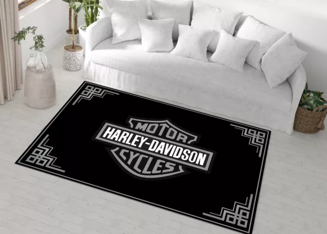 Harley Davidson Rug, Motorcycle Them Rug, Living Room Rug, Popular Rug, Gift