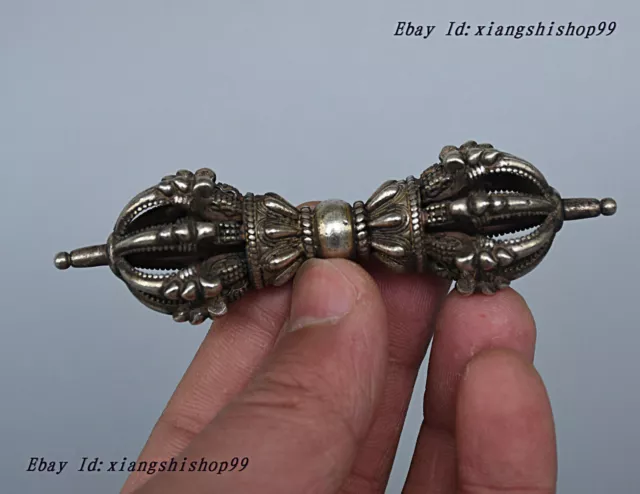 Tibet Tantra FaQi Buddhism alloy Copper Bronze Silver Vajra Phurba Dagger Holder