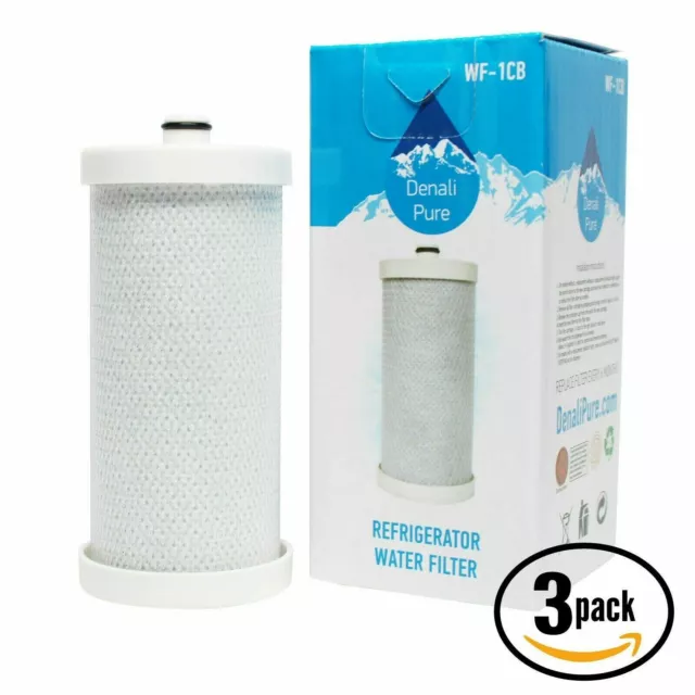 Filtre à eau de réfrigérateur pur 3 pièces Denali compatible WF-1CB avec frigidaire scellé 