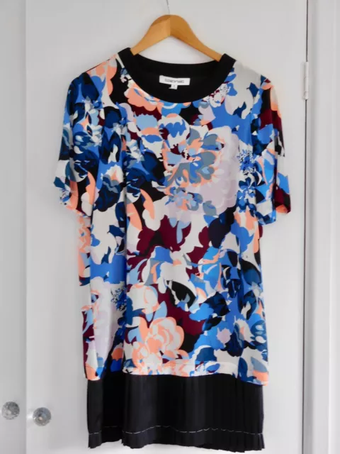 Elizabeth and James #Small #Blue #White #Coral #Lilac #Black #Print #Tunic #Top