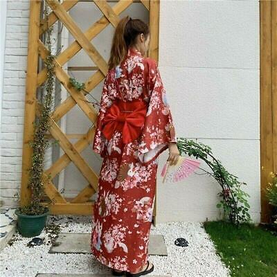 Women's Sakura Floral Yukata Kimono Bathrobe Long Dress Japanese Retro Home