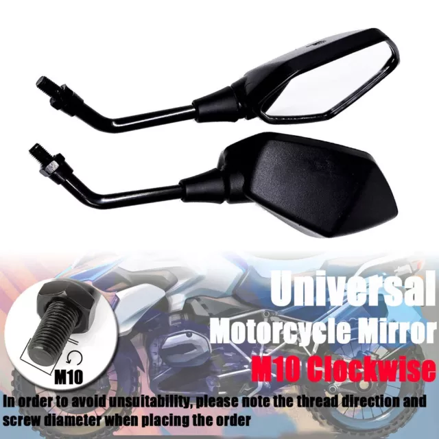 Pair Universal 10mm M10 Motorcycle Motorbike Scooter Rear View Mirrors Black