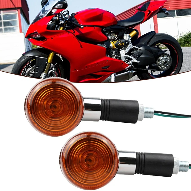 Clignotants Moto Vintage - Paire De Feux Directionnels Ambrés, Ampoule BA9S 12V 5W, Montage Facile - 10