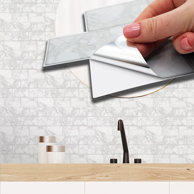 Peel and Stick Tile Sticker Kitchen Backsplash Bathroom Splashback Stick On Tile