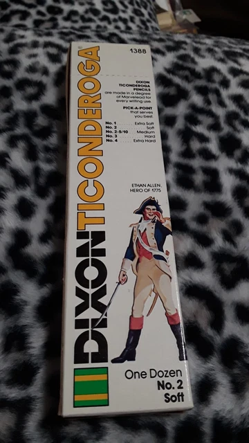 Vintage Dixon Ticonderoga Pencils one Dozen No. 2-5/10 Medium #1388 Full Box USA