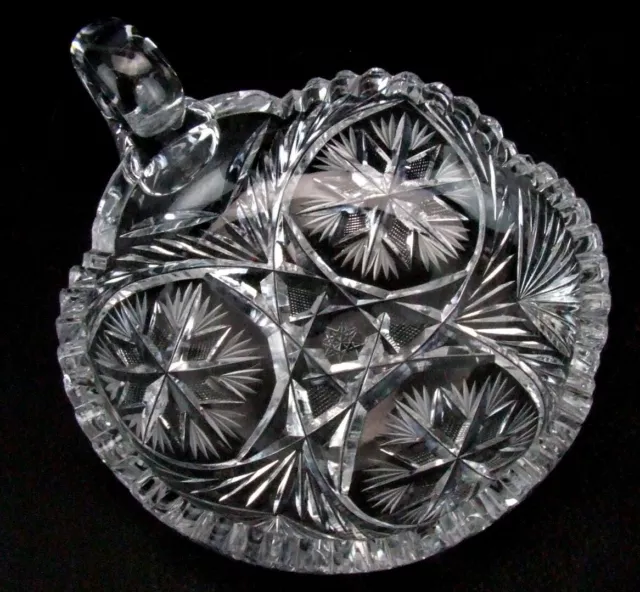 American Brilliant Period Cut Glass Nappy Dish Bowl with Handle