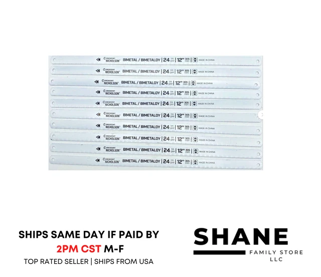 (10 PACK) Nicholson 62832N Bimetal 24 TPI 12" Hacksaw Blades SHIPS SAME DAY