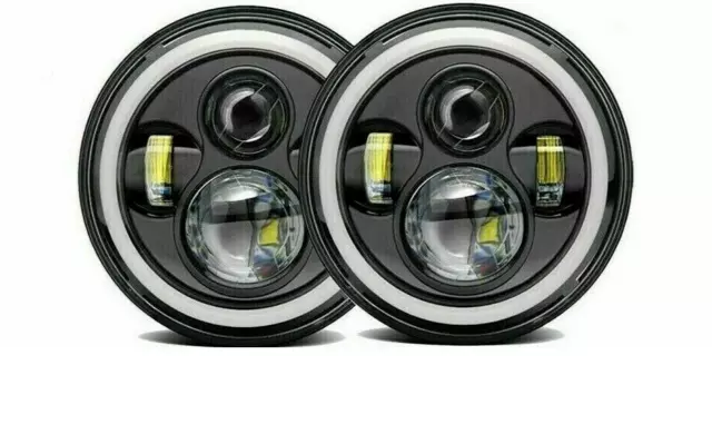 Paire 7 " Pouce Rond LED Phares Haute / Bas Faisceau Halo DRL Pour VW Beetle