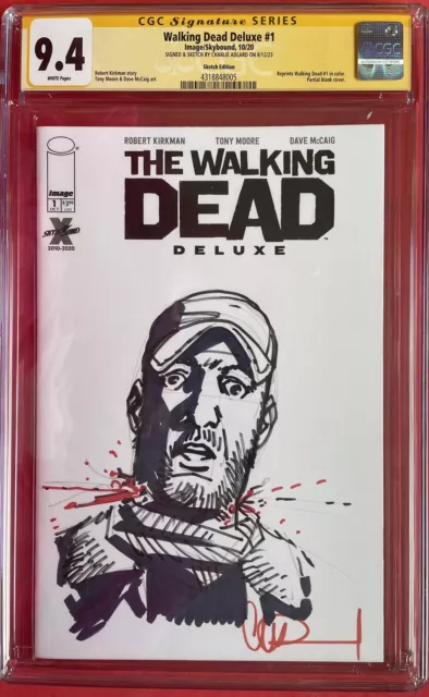 Walking Dead Deluxe #1 CGC 9.4 w/Death of SHANE Sketch By Charlie Adlard