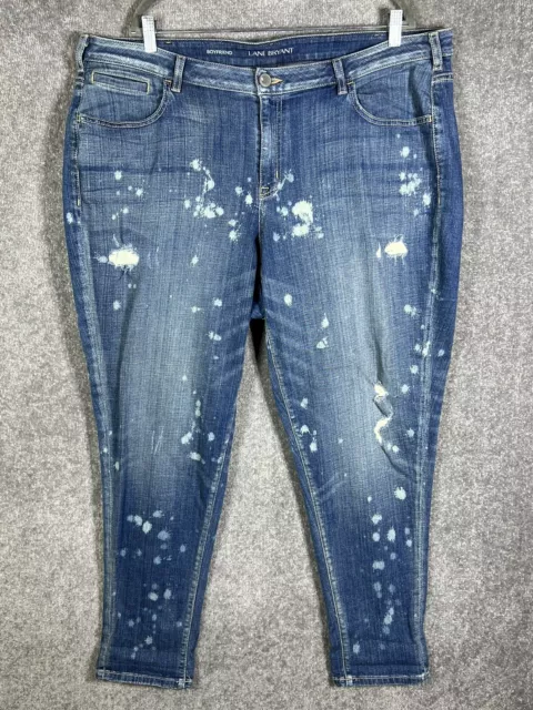 Lane Bryant Boyfriend Distressed Paint Splatter Jeans Womens Size 22 Stretch