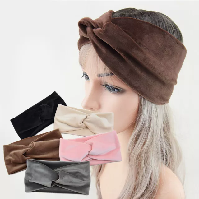 Plush Wide Headband Short Velvet Cross Hairband Elastic Autumn Winter Headwear