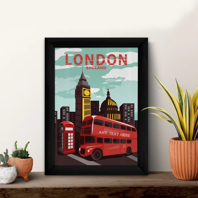 Personalised London City Sketch  - A4 Metal Sign Print- Frame Options Available