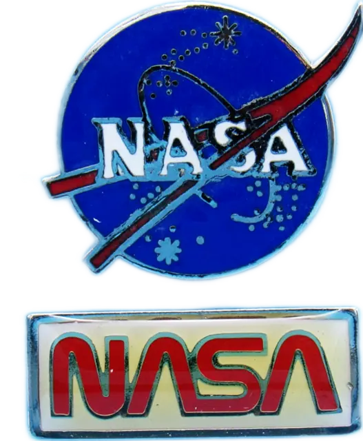 NASA PIN PAIR '80s vtg NASA Logos! meatball vector / WORM