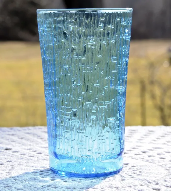 1960s Anchor Hocking Pagoda Blue 12 oz. Flat Tumblers Drinking Glasses Set of 4 3