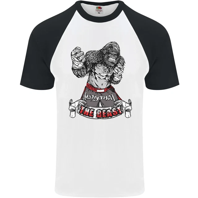 Muay Tailandese la Bestia Mma Misto Arti Marziali DA UOMO S/S Baseball T-Shirt
