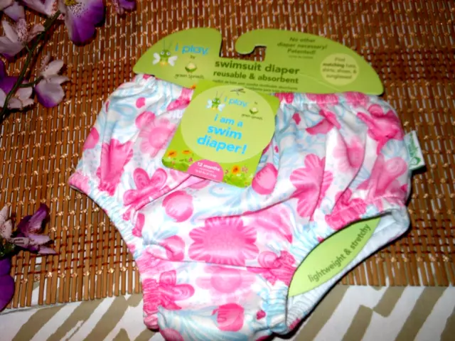 i Play Swimsuit Diaper ~ 12 Months ~ Pink Flower ~ NWT