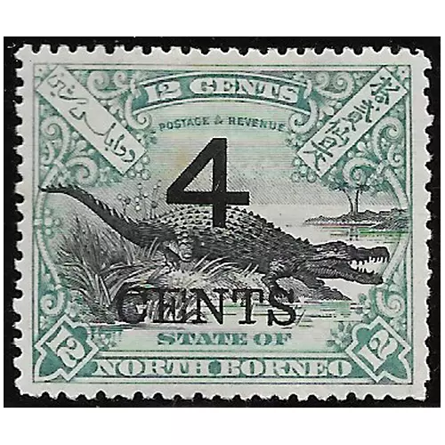 NORTH BORNEO stamps 1899 ovpt. 4 CENTS on 12 c. black & dull blue SG.115 MH-F728