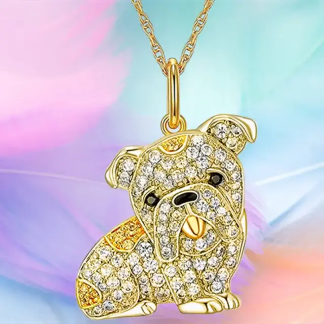 Cute Dog Sparkling Rhinestone Pet Pendant Necklace Creative Gift Men Women New