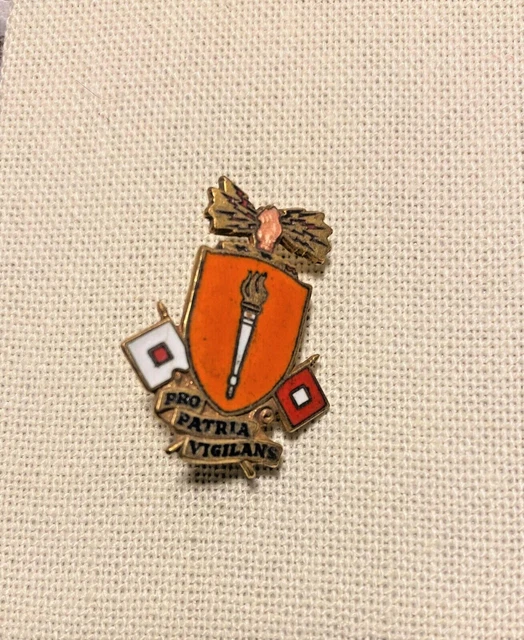 Signal Core Pin VINTAGE US ARMY Signal Corps School Unit Crest Pin Clutch Pro Patria ...