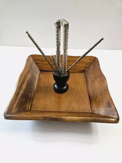 Vintage 1950's Wood Nutcracker Bowl Dish/Tray Set, with NutCracker & 4 Picks.