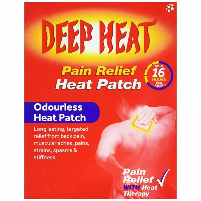 Deep Heat Pain Relief 16 Hours Heat Patch Muscle Back Pads Odourless - Free P&P