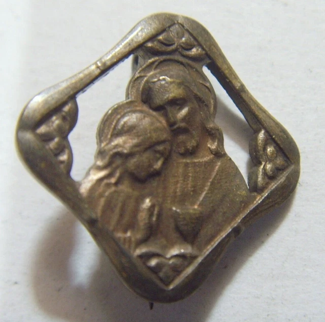 First Communion Brooch 1920S ANTIQUE CATHOLIC first holy communion Jesus religious pin brooch ...